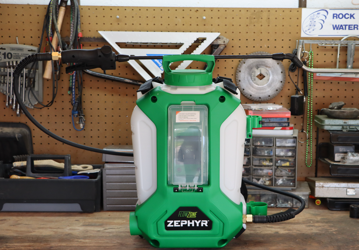 Flowzone Zephyr Battery-Powered Backpack Sprayer (4-Gallon) – GCI Flowzone Zephyr Battery-Powered Backpack Sprayer (4-Gallon) – GCI