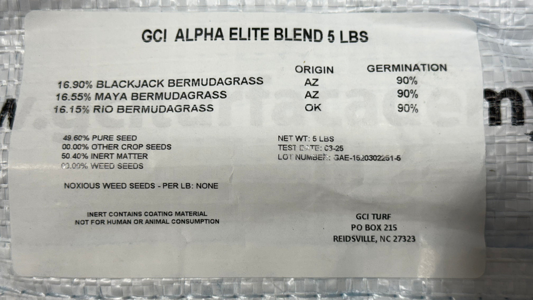 grass seed with low inert matter GCI Turf Alpha Elite Bermuda Grass Seed