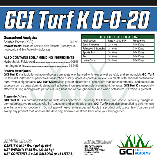 GCI Turf K (Potassium) 0-0-20 – GCI Turf Academy